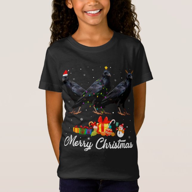 Camiseta Navidades divertidos alumbran Navidad Pajama Raven (Anverso)