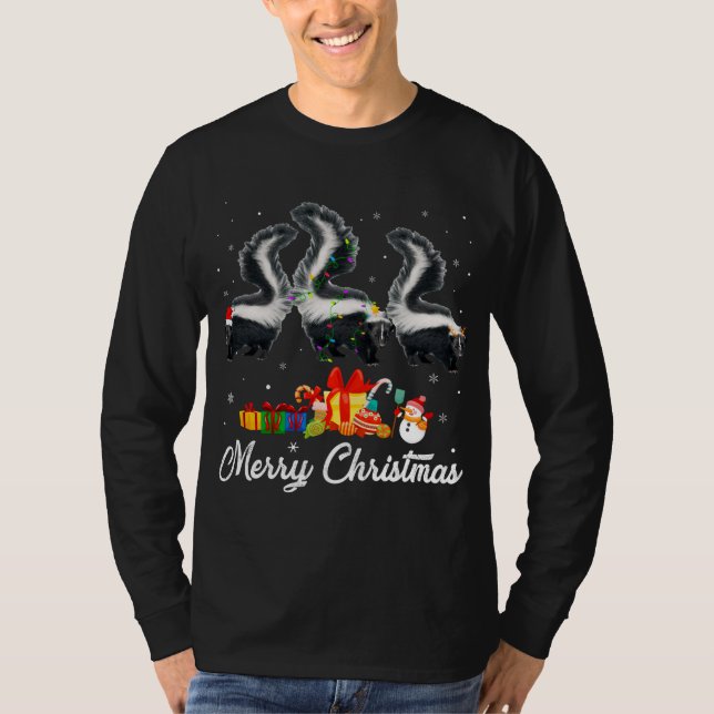 Camiseta Navidades divertidos alumbran Navidad Pajama Skunk (Anverso)