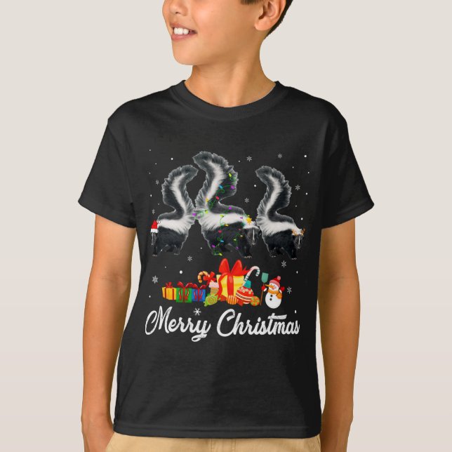 Camiseta Navidades divertidos alumbran Navidad Pajama Skunk (Anverso)