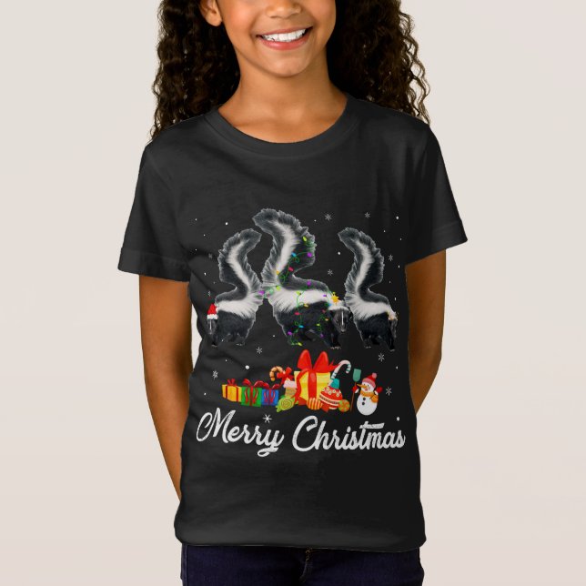 Camiseta Navidades divertidos alumbran Navidad Pajama Skunk (Anverso)