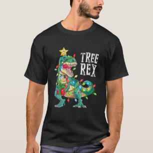 Camiseta Navidades divertidos Árbol de Dinosaurios Rex Paja