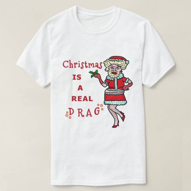 Camiseta Navidades divertidos Bah Humbug Santa in Drag (Diseño del anverso)