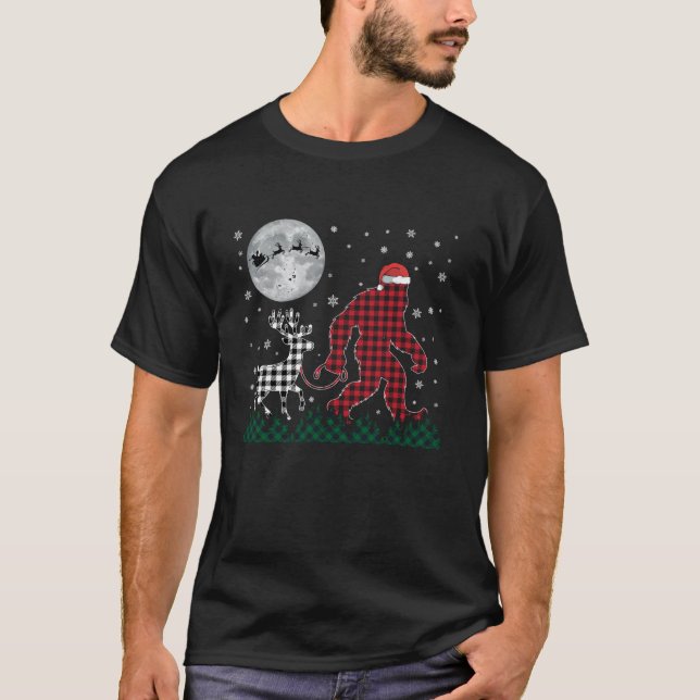 Camiseta Navidades divertidos Bigfoot Reindeer Moon Santa P (Anverso)