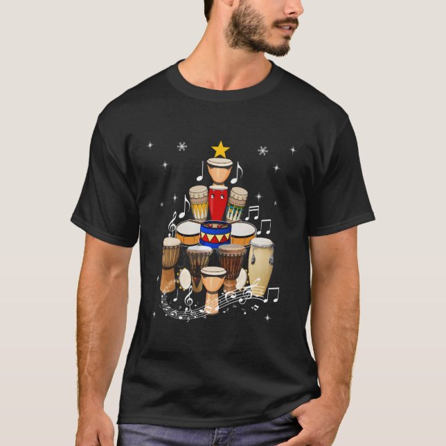 Camiseta Navidades divertidos Bongo Drum Player Regala Árbo (Anverso)