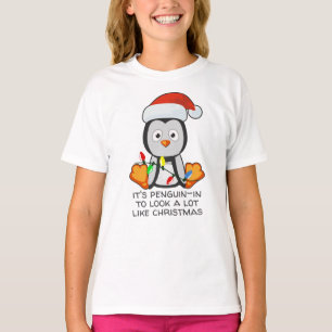 Camiseta Navidades divertidos cantan pun pingüino