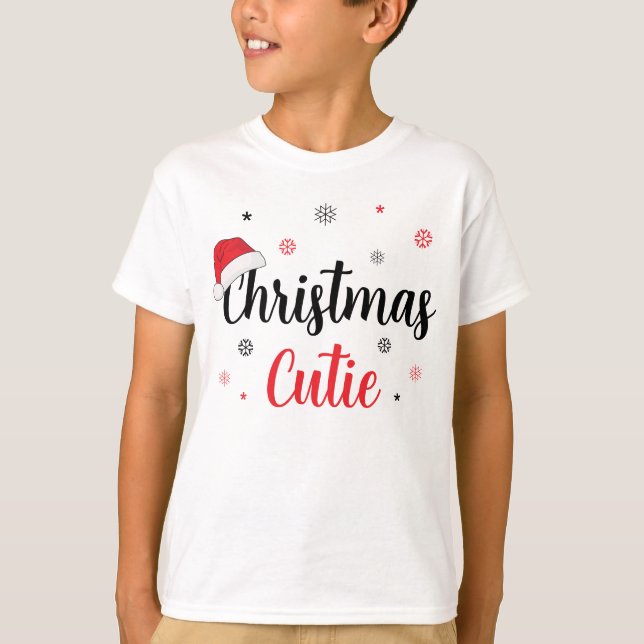 Camiseta Navidades divertidos Cutie Santa Hat (Anverso)