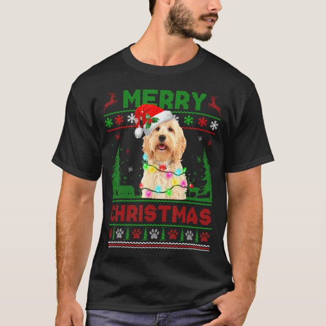 Camiseta Navidades divertidos de árboles de perro de Golden (Anverso)