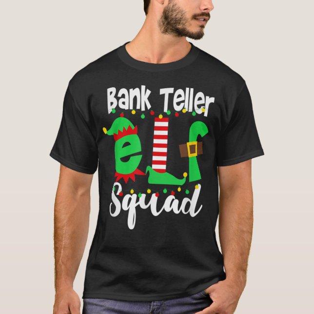Camiseta Navidades divertidos de Bank Teller Elf Squad (Anverso)