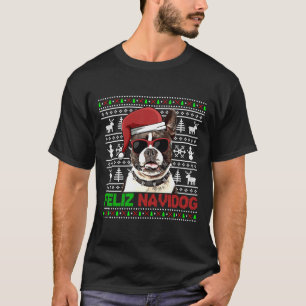 Camiseta Navidades divertidos de Boston Terrier Dog Feliz N