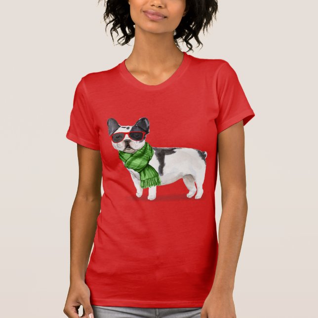 Camiseta Navidades divertidos de Boston Terrier huyen de Na (Anverso)