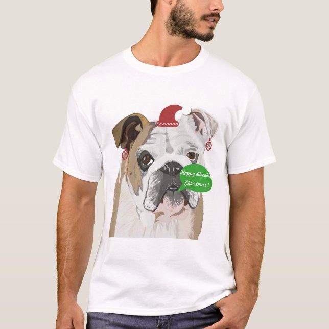 Camiseta Navidades divertidos de Bulldog inglés (Anverso)