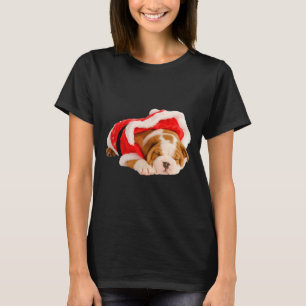 Camiseta Navidades divertidos de Bulldog inglés pipa Santa 