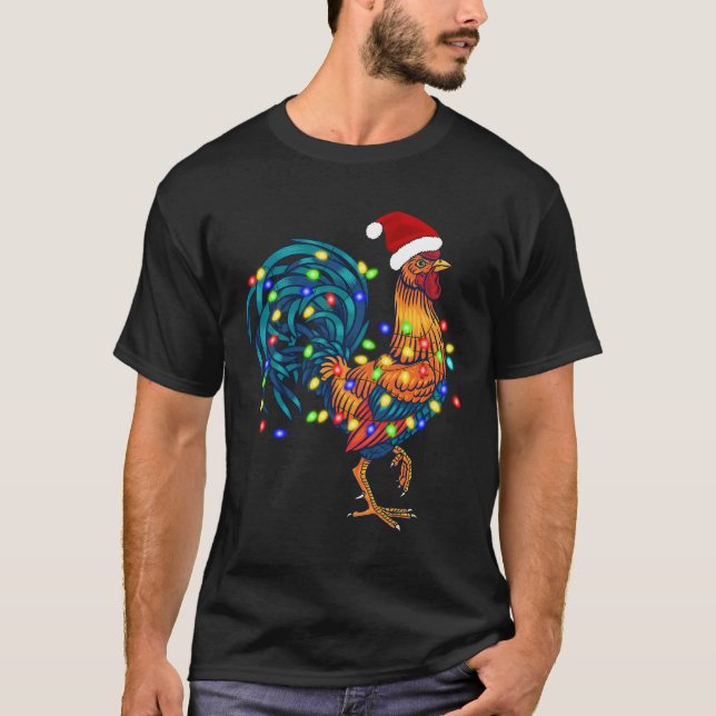 Camiseta Navidades divertidos de gallos iluminan granja Paj (Anverso)