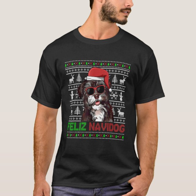 Camiseta Navidades divertidos de Havanese Dog Feliz Navidog (Anverso)