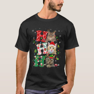 Camiseta Navidades divertidos de Ho3 iluminan gato reno de