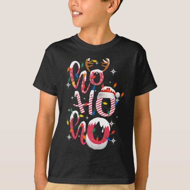Camiseta Navidades divertidos de Ho-Ho-Ho Candy iluminan Sa (Anverso)