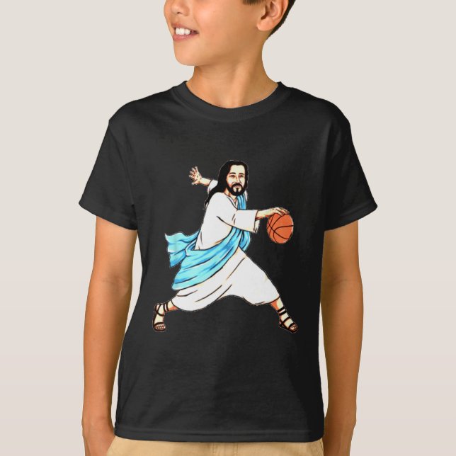 Camiseta Navidades divertidos de Jesus Play Baloncesto (Anverso)