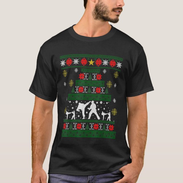 Camiseta Navidades divertidos de karate dan navidades feas  (Anverso)