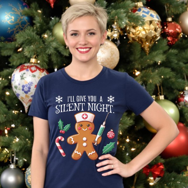 Camiseta Navidades divertidos de la noche silenciosa CRNA G (Silent Night Funny Christmas CRNA Gingerbread T-Shirt.)