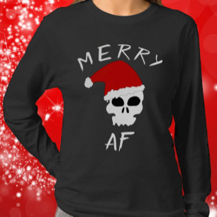 Camiseta Navidades divertidos de Merry AF Humor oscuro de S