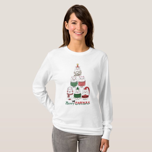 Camiseta Navidades divertidos de Merry Catmas (Anverso completo)