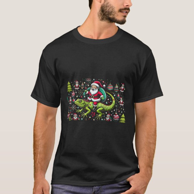 Camiseta Navidades divertidos de Navidad en Santa Riding Li (Anverso)