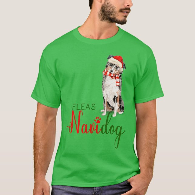 Camiseta Navidades divertidos de pastores australianos huye (Anverso)