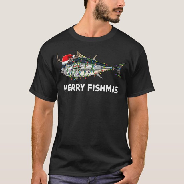 Camiseta Navidades divertidos de peces del atún Santa Claus (Anverso)