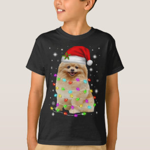 Camiseta Navidades divertidos de Perro de Pomerania Santa H