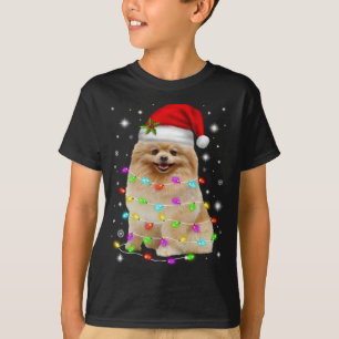 Camiseta Navidades divertidos de Perro de Pomerania Santa H