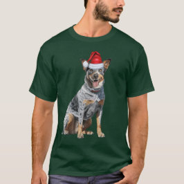 Camiseta Navidades divertidos de Perro Heeler Azul