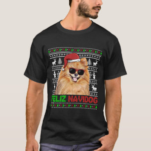 Camiseta Navidades divertidos de Pomerania Dog Feliz Navido