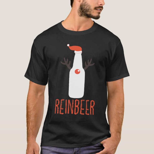 Camiseta Navidades divertidos de Reinbeer dan a Santa Hat A (Anverso)