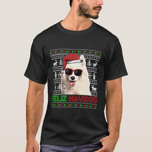 Camiseta Navidades divertidos de Samoyed Dog Feliz Navidog (Anverso)