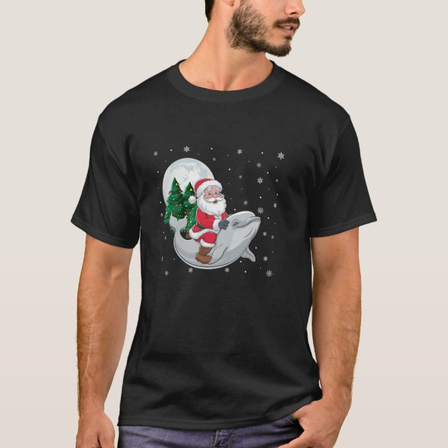 Camiseta Navidades divertidos de Santa Claus viajando por B (Anverso)