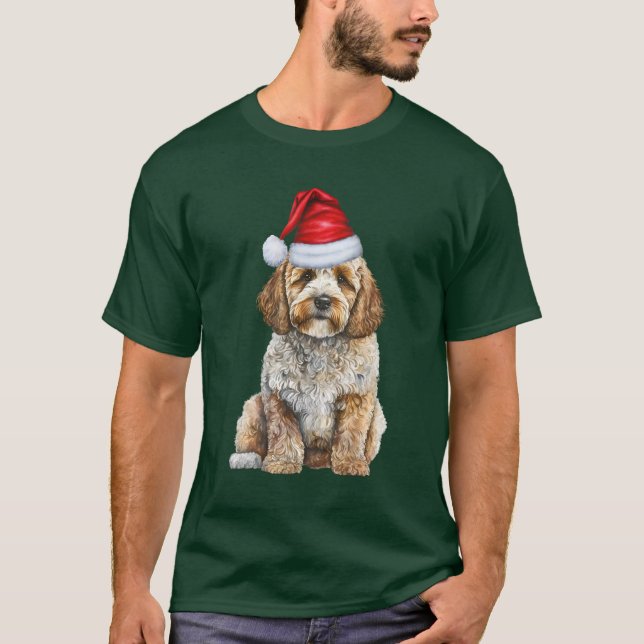 Camiseta Navidades divertidos de Santa Dog Cockapoo (Anverso)