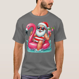 Camiseta Navidades divertidos de Santa Flamingo Floatie Bea