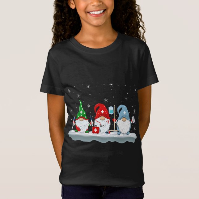 Camiseta Navidades divertidos de Santa Nurse Gnomes ilumina