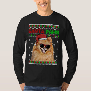 Camiseta Navidades divertidos de Santa Paws de Pomerania