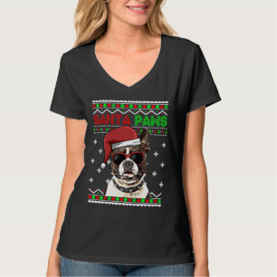 Camiseta Navidades divertidos de Santa Paws en Boston Terri