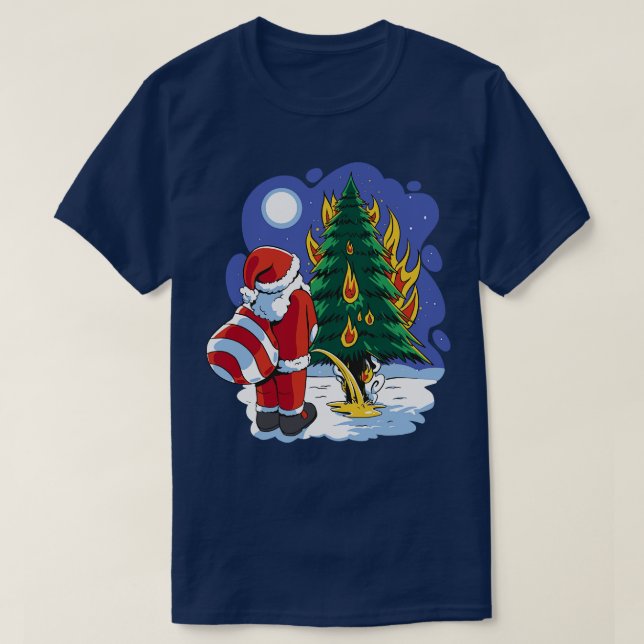Camiseta Navidades divertidos de Santa Peeing (Diseño del anverso)