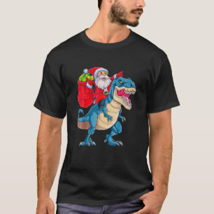 Camiseta Navidades divertidos de Santa Riding Dinosaur T Re