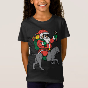 Camiseta Navidades divertidos de Santa Riding Pitbull
