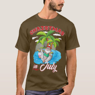 Camiseta Navidades divertidos de Santa Unicornio en julio e