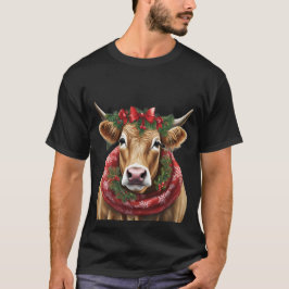 Camiseta navidades divertidos de vaca marrón