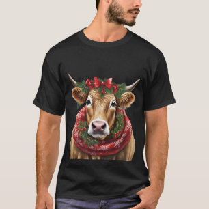 Camiseta navidades divertidos de vaca marrón