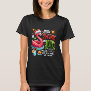 Camiseta Navidades divertidos de verano Flamingo Feliz Navi