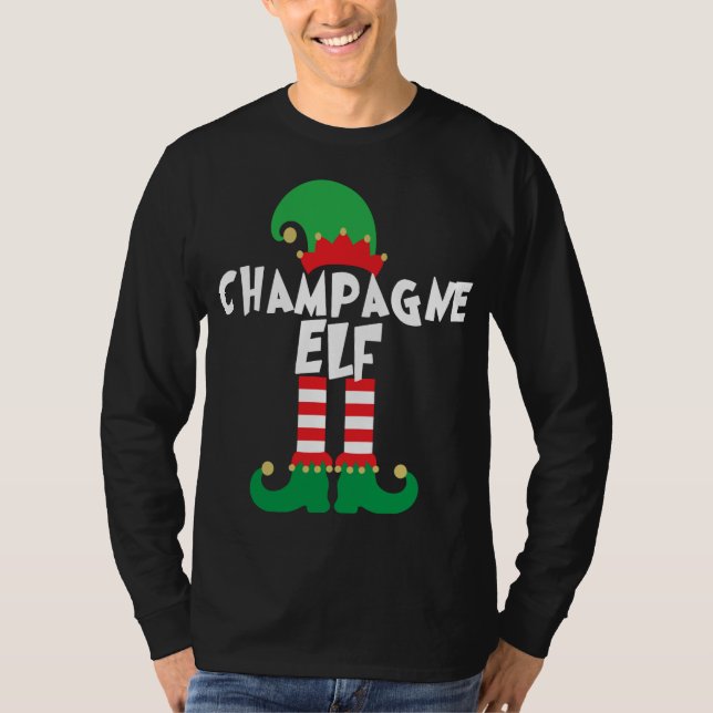 Camiseta Navidades divertidos del elfo de champagne compite (Anverso)