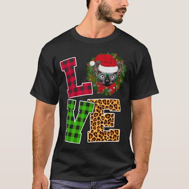 Camiseta Navidades divertidos del Sphynx Cat Santa Hat Leop (Anverso)
