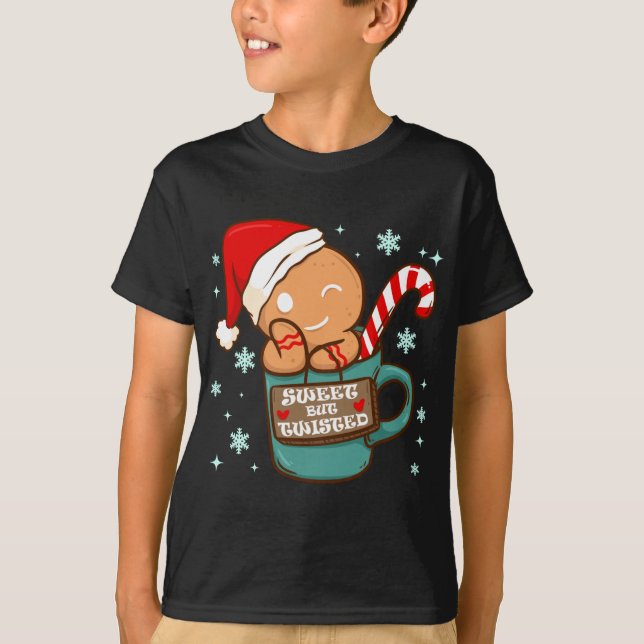 Camiseta Navidades divertidos, dulces pero torcidas jengibr (Anverso)